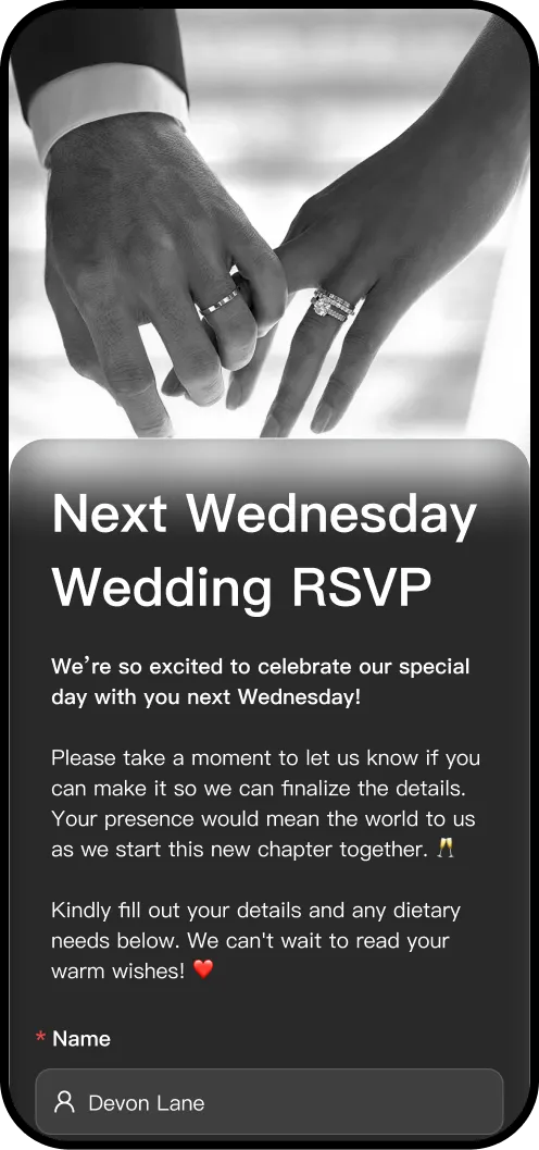 Form with dark theme cover