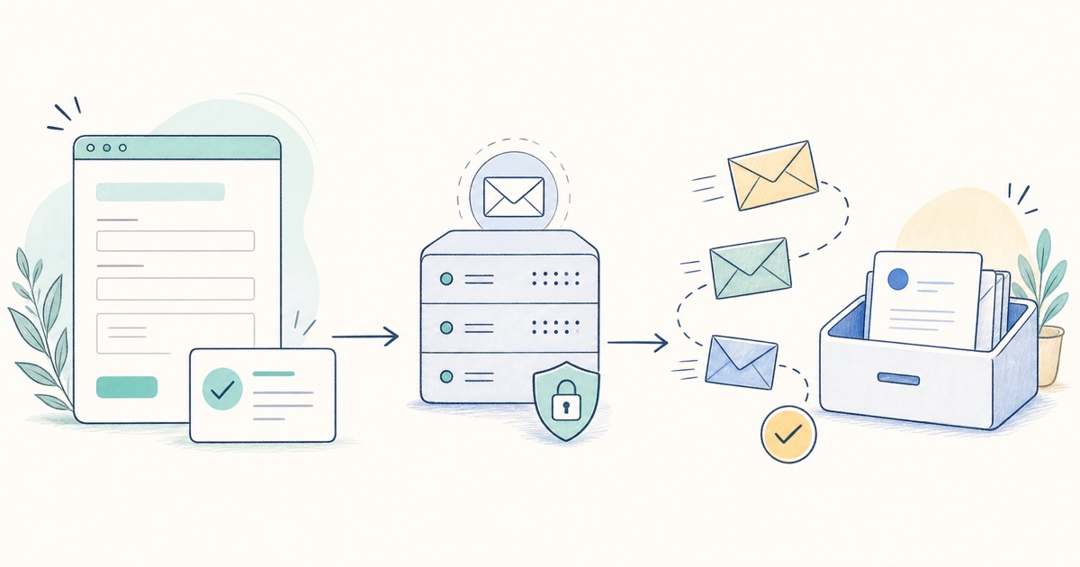 Form email workflow passing through a mail server and arriving from a verified organization sender address