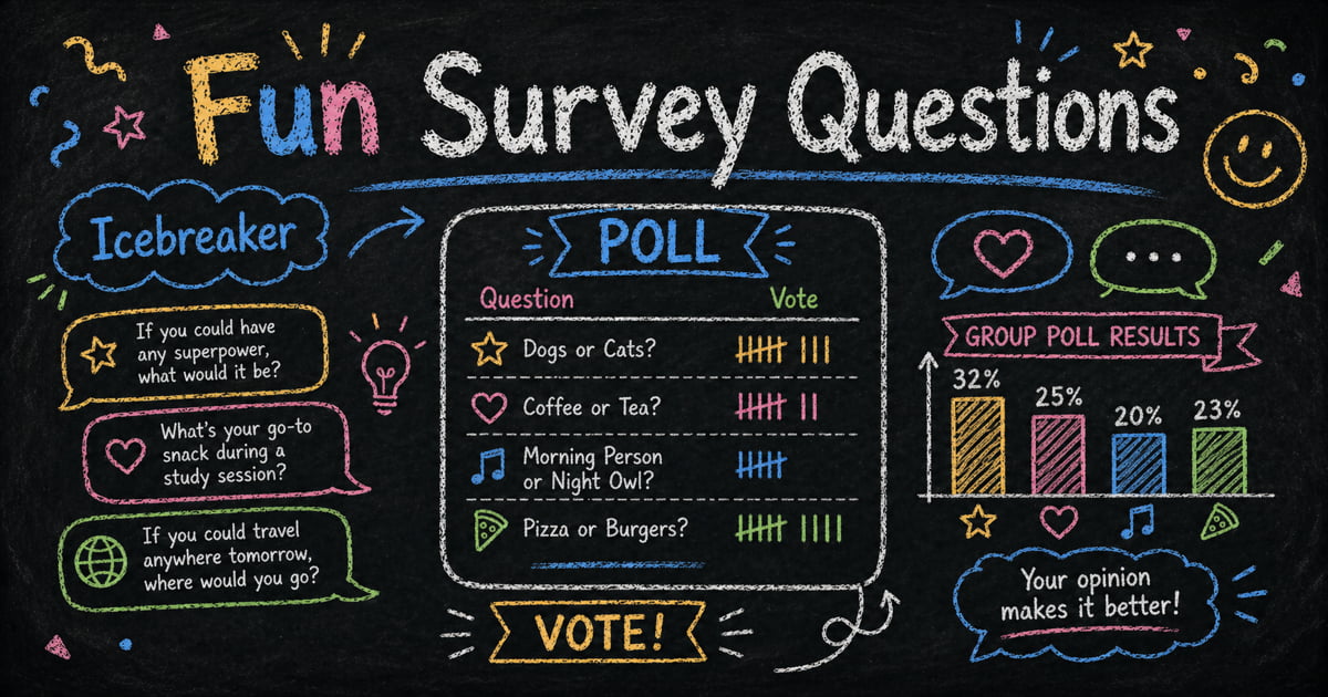 Fun Survey Questions for Work, Events, Classrooms, and Social Polls