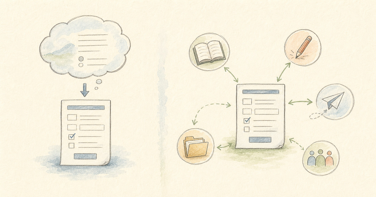Hand-drawn comparison of a form generated from a prompt and a form connected to agent workflow actions